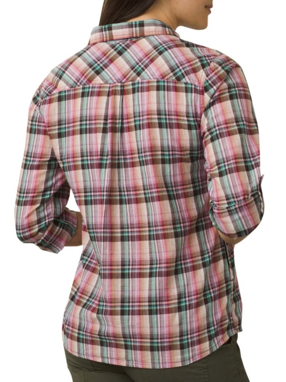 Prana Gina Plaid Popover Shirt Women’s Size Small Organic Cotton